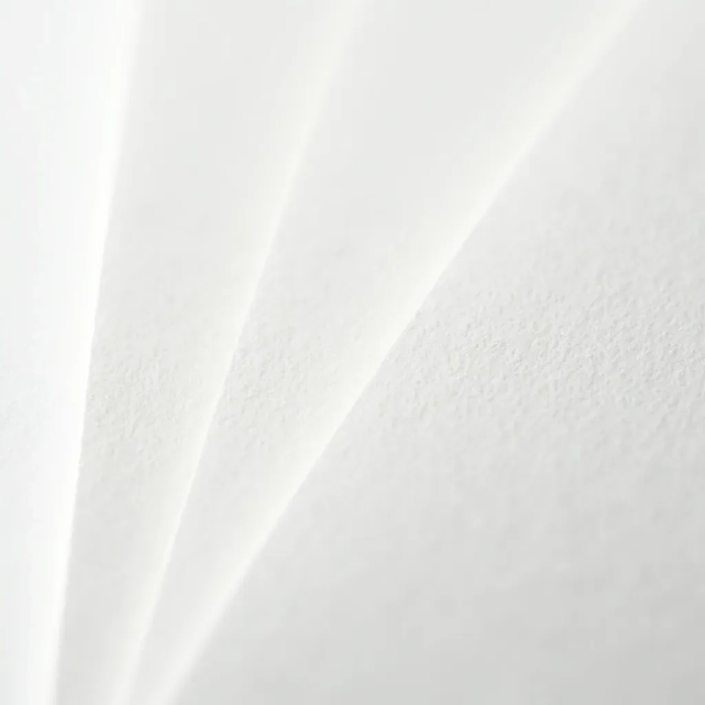 Close-up of premium cotton-blend paper texture, showing cold-pressed surface detail with natural white tone, professional photography