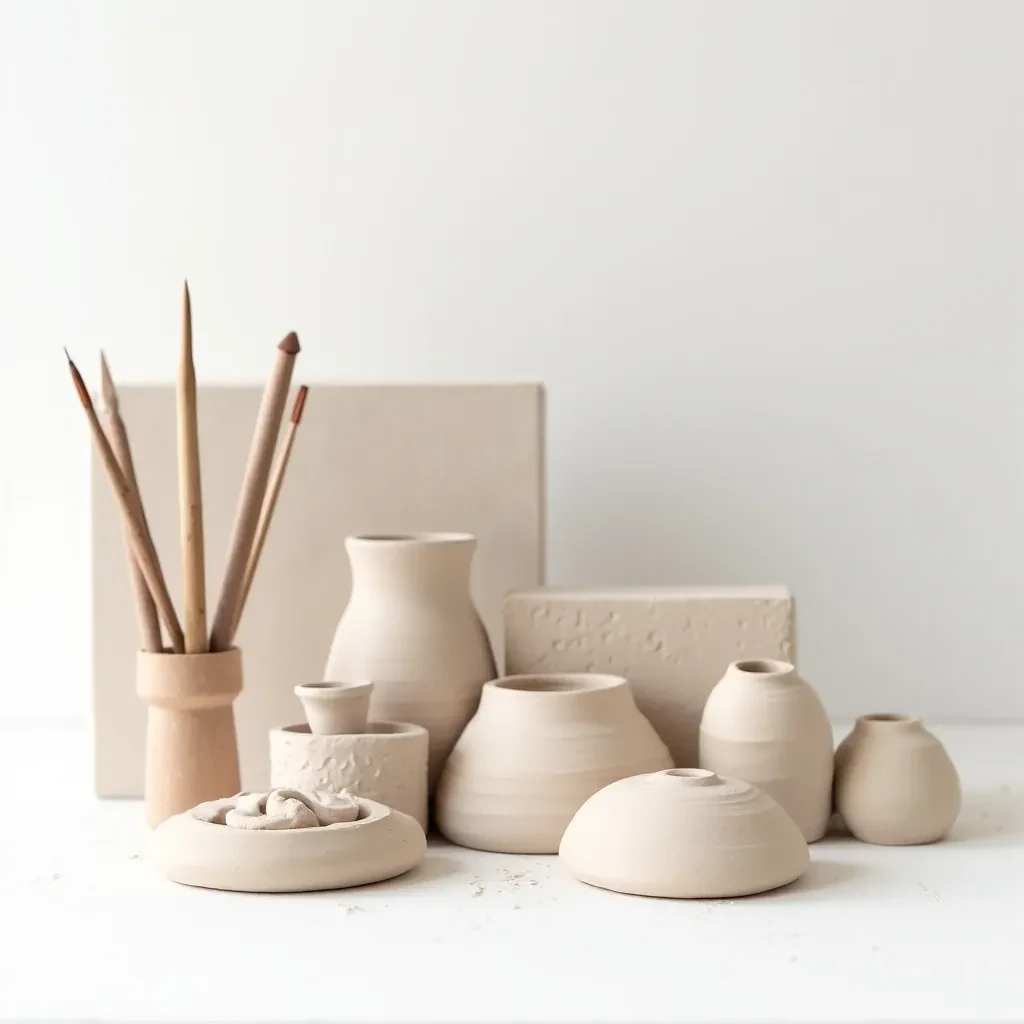 Natural earthenware clay modeling kit with sculpting tools, 5kg of premium clay